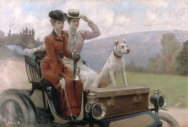 Julius LeBlanc Stewart Les Dames Goldsmith au bois de Boulogne en 1897 sur une voiturette china oil painting image